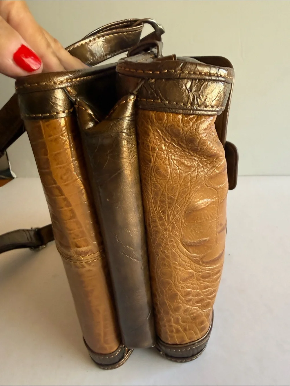 Madi Claire Leather Croc Embossed Crossbody